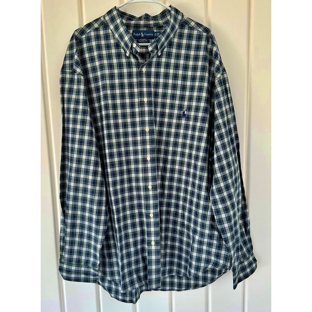 Ralph Lauren Classic Fit Plaid Button Down Long Sleeve Shirt Size: 3XB Big